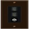Coax 2 HDMI Wall Plate-1 Gang Brown/Black view 1