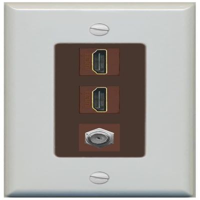 Coax 2 HDMI Wall Plate-1 Gang Gray/Brown