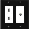 Coax 2 HDMI Wall Plate-2 Gang Black/White view 1