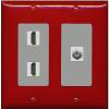 Coax 2 HDMI Wall Plate-2 Gang Red/Gray view 1