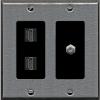 Coax 2 HDMI Wall Plate-2 Gang Stainless/Black view 1