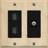 Coax 2 HDMI Wall Plate-2 Gang Wood/Black view 1