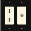 Coax 2 HDMI Wall Plate-2 Gang Black/Light-Almond view 1