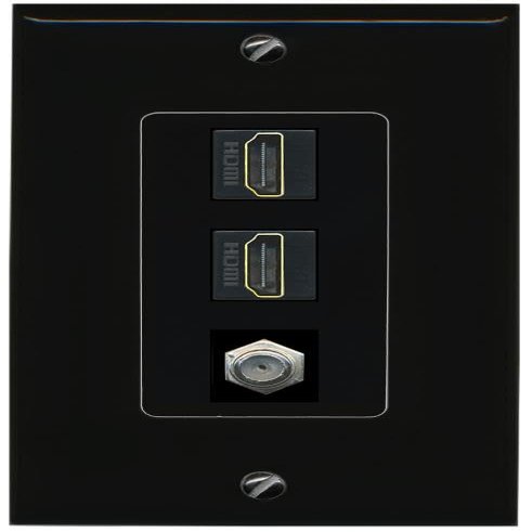 Coax 2 HDMI Wall Plate-1 Gang Black/Black