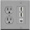 Coax 2 HDMI Wall Plate-Round Outlet Gray/Gray view 1