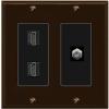 Coax 2 HDMI Wall Plate-2 Gang Brown/Black view 1