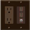 Coax 2 HDMI Wall Plate-Outlet Brown/Brown view 1