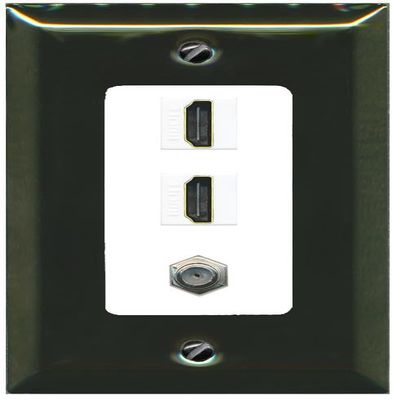 Coax 2 HDMI Wall Plate-1 Gang Brass/White
