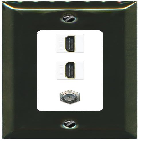 Coax 2 HDMI Wall Plate-1 Gang Brass/White