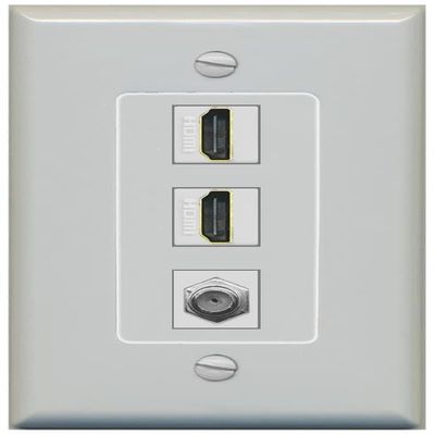 Coax 2 HDMI Wall Plate-1 Gang Gray/Gray