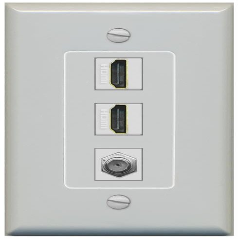 Coax 2 HDMI Wall Plate-1 Gang Gray/Gray