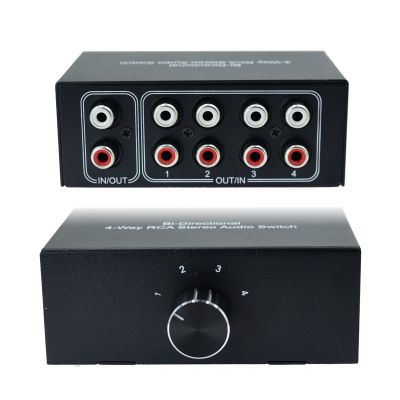 No External Power No Noise 4 Way 1 in 4 Out or 4 in 1 Out Audio Sound selector RCA Female Stereo 4 Channel Splitter switcher Box Switching