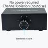 No External Power No Noise 4 Way 1 in 4 Out or 4 in 1 Out Audio Sound selector RCA Female Stereo 4 Channel Splitter switcher Box Switching view 2