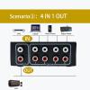 No External Power No Noise 4 Way 1 in 4 Out or 4 in 1 Out Audio Sound selector RCA Female Stereo 4 Channel Splitter switcher Box Switching view 4