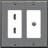 Coax 2 HDMI Wall Plate-2 Gang Stainless/White view 1