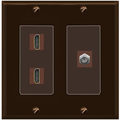 Coax 2 HDMI Wall Plate-2 Gang Brown/Brown