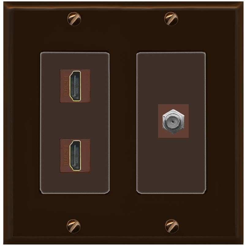 Coax 2 HDMI Wall Plate-2 Gang Brown/Brown