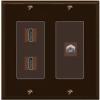 Coax 2 HDMI Wall Plate-2 Gang Brown/Brown view 1