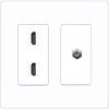 Coax 2 HDMI Wall Plate-2 Gang Screwless White view 1