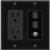 Coax 2 HDMI Wall Plate-Outlet Black/Black view 1