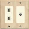 Coax 2 HDMI Wall Plate-2 Gang Wood/Light-Almond view 1
