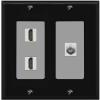 Coax 2 HDMI Wall Plate-2 Gang Black/Gray view 1