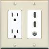 Coax 2 HDMI Wall Plate-Outlet Light-Almond/White view 1