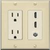 Coax 2 HDMI Wall Plate-Outlet Ivory/Light-Almond view 1