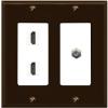 Coax 2 HDMI Wall Plate-2 Gang Brown/White view 1