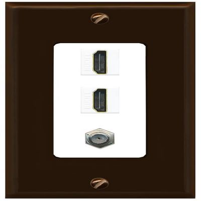 Coax 2 HDMI Wall Plate-1 Gang Brown/White