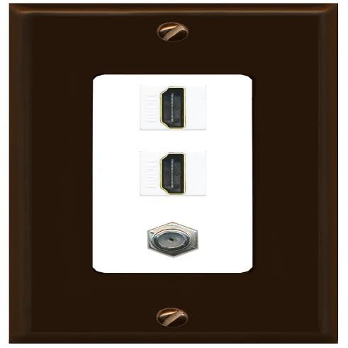 Coax 2 HDMI Wall Plate-1 Gang Brown/White