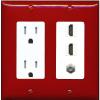 Coax 2 HDMI Wall Plate-Tamper-Res Red/White view 1