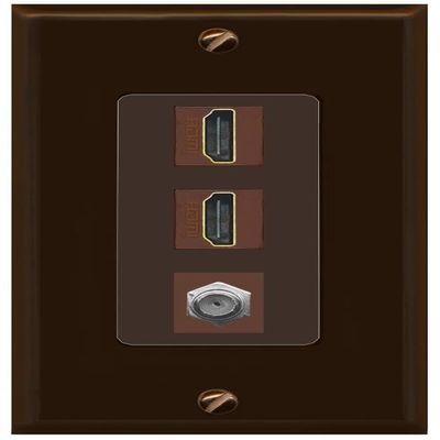 Coax 2 HDMI Wall Plate-1 Gang Brown/Brown