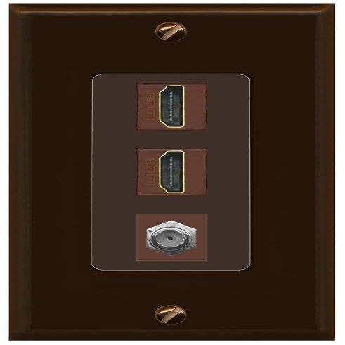 Coax 2 HDMI Wall Plate-1 Gang Brown/Brown