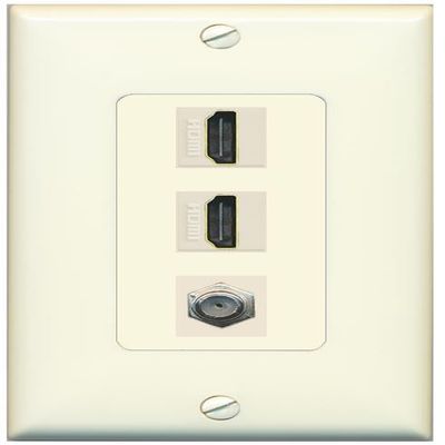 Coax 2 HDMI Wall Plate-1 Gang Light-Almond