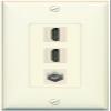 Coax 2 HDMI Wall Plate-1 Gang Light-Almond view 1