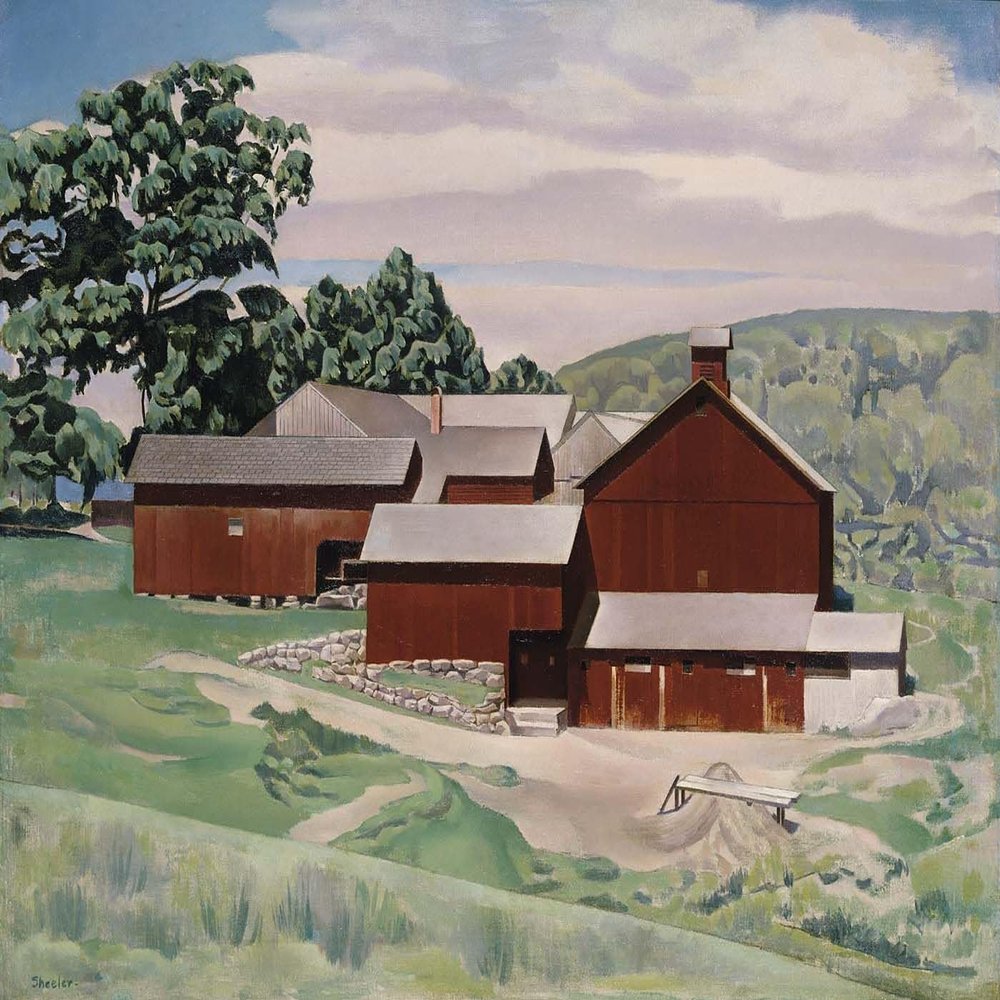 Connecticut Barns in Landscape : Charles Sheeler : Archival Quality Art Print