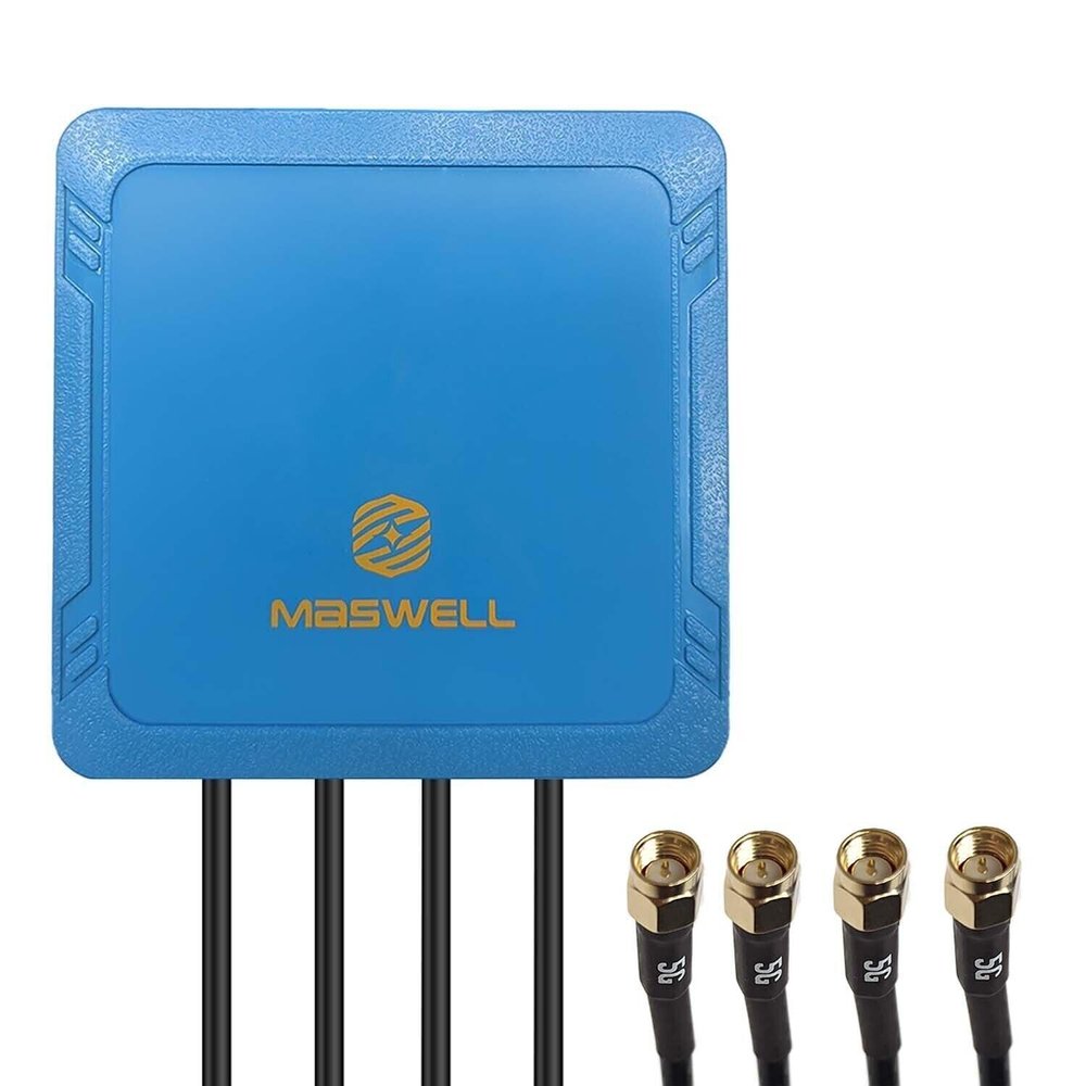 Maswell 4X4 MIMO 5G External Antenna, Omni BroadBand 700-6000MHz | 4G+ LTE-A 5G NR 5G | WiFi 6 Bluetooth | Screw Adhesive Mount, SMA Male 3dBi Low Gain Outdoor for IoT M2M, NOT for Speed Competition