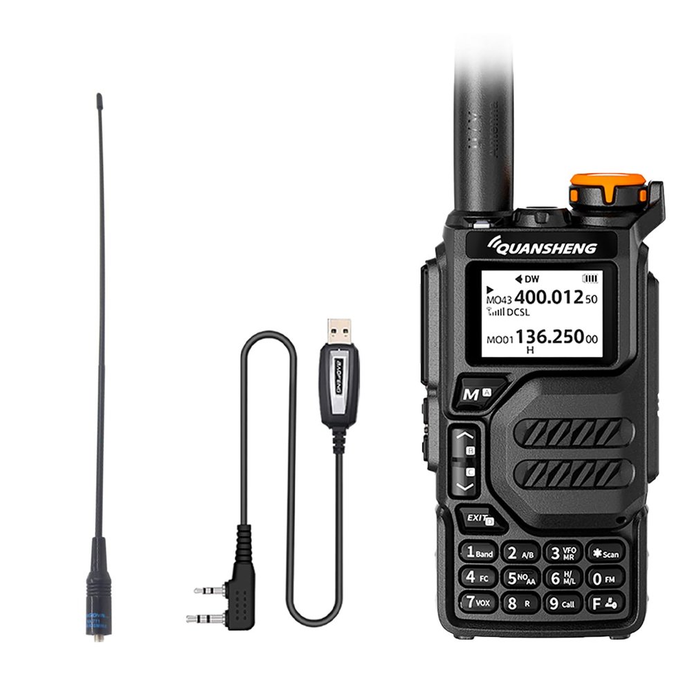UV-K5 WalkIe Talkie 5W Full Band with NOAA FM Scramble Type-C Charging UHF VHF Long Range DTMF Two Way Radio with 771 Antenna Programming Cable