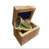 Metalarto Nautical Brass Spyglass Telescope with Brass Inlaid Anchor Wooden Box - Vintage Maritime Exploration in a Box view 4