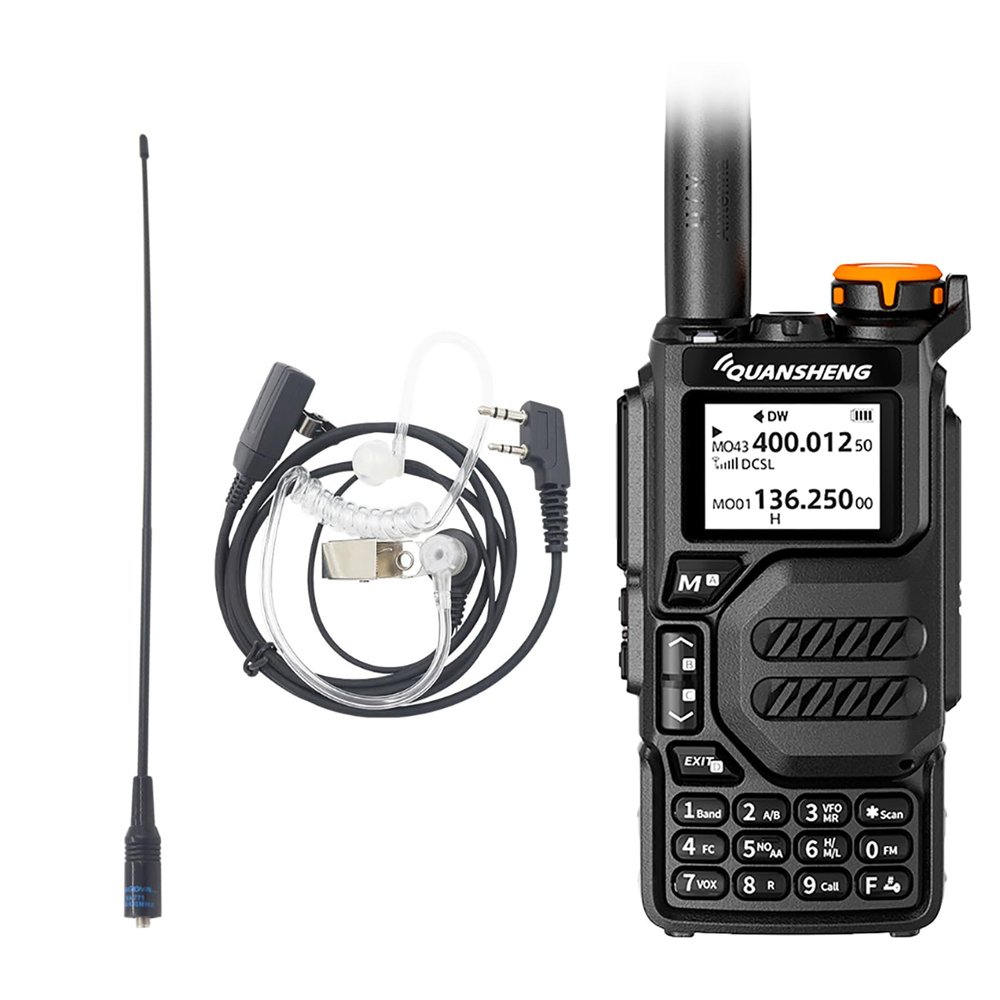 UV-K5 WalkIe Talkie 5W Full Band with NOAA FM Scramble Type-C Charging UHF VHF Long Range DTMF Two Way Radio with 771 Antenna Acoustic Headset