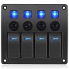 GGTA 4 Gang Boat Switch Panel Waterproof,Marine Switch Panel with Breakers,12V/24volt Rocker Switch Panel 12V/24volt On/Off Blue LED Light with Circuit Breaker 4gang10A for Car RV UTV Truck view 1