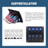 GGTA 4 Gang Boat Switch Panel Waterproof,Marine Switch Panel with Breakers,12V/24volt Rocker Switch Panel 12V/24volt On/Off Blue LED Light with Circuit Breaker 4gang10A for Car RV UTV Truck view 3