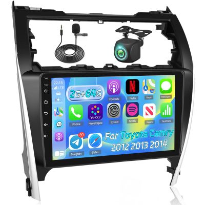 [2+64G] NHOPEEW Car Radio for Toyota Camry 2012 2013 2014 with Wireless Carplay and Android Auto - 10 Inch Touchscreen Android Car Stereo - WiFi/GPS/EQ Audio/SWC/Bluetooth + AHD Backup Camera