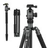 Fotopro 68" Camera Tripod for DSLR, Heavy Duty Compact Travel Tripod with Ball Head, Detachable Monopod with Quick Release Plate and Bag, Load up to 12KG/26.5lbs(Grey) view 1