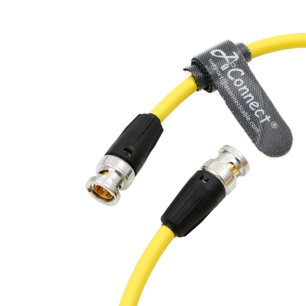 AConnect 12G HD BNC SDI BNC Cable Orignial Neutrik BNC Male to Male 75 Ohm Coaxial Cable for 4K Video Camera (Yellow 50CM)