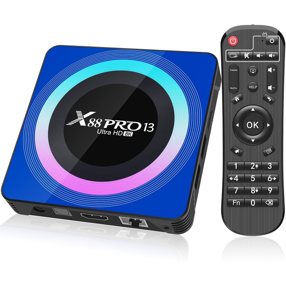 Android TV Box 2025, X88 PRO Android 13.0 TV Box with 4GB RAM 32GB ROM RK3528 Quad-Core Support WiFi6 2.4Ghz/5.0Ghz 8K HD BT 5.0 H.265 Decoding Smart Box