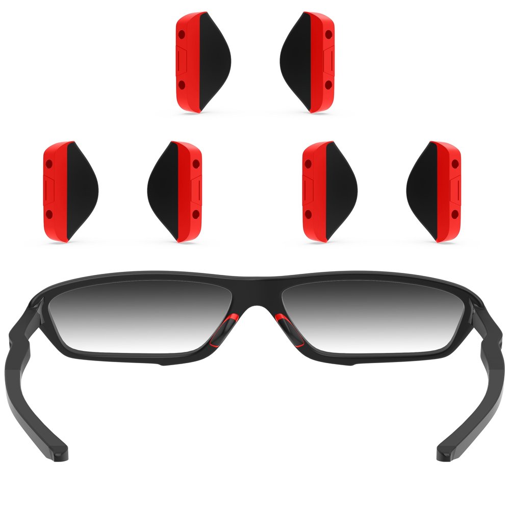 ToughAsNails 3 Pairs Euro Fit Replacement Nose Pads for Oakley Drop Point OO9367/Drop In OO9232 Sunglasses - Red Hard Base