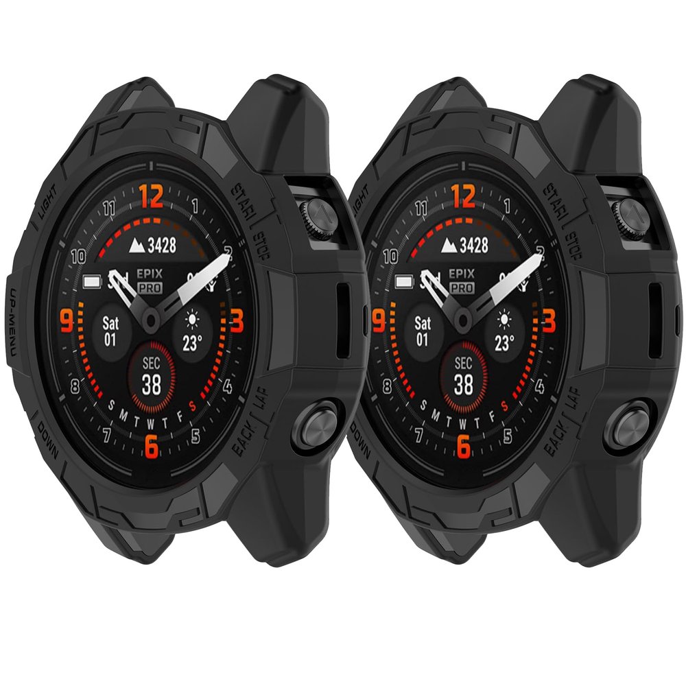 Protector Case Compatible with Garmin Fenix 7X Pro/Epix Pro 51MM - Soft TPU Bumper Rugged Shock Proof Protective Shell (Black&Black)