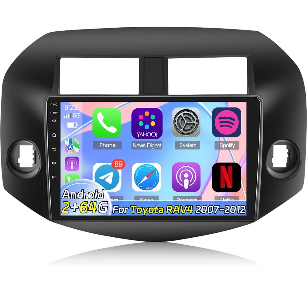 [2+64G] NHOPEEW for 2007-2012 Toyota RAV4 Car Radio with Wireless Carplay and Android Auto - 10 Inch Touch Screen Android Car Stereo - DSP/WiFi/GPS/SWC/Bluetooth + AHD Backup Camera